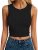 ANRABESS Womens Crop Tank Tops High Neck Sleeveless Ribbed Knit Slim Fit Shirts