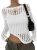EVALESS Womens Spring Summer Long Sleeve Sweaters Crochet Hollow Out Knit Tops W