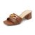Athlefit Raffia Heeled Sandals for Women Mules Square Peep Toe Chunky Block Heel