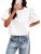 Tankaneo Womens Cropped Tops Puff Sleeve Button Down Shirts Trendy Casual Loose