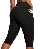 Heathyoga Capri Leggings with Pockets for Women Tummy Control Knee Length Leggin