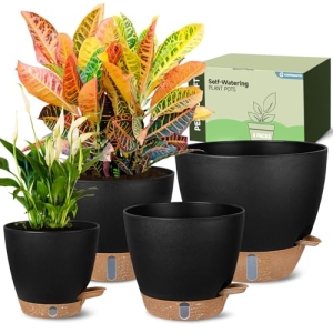 Goproauto Self-Watering Pots for Indoor and Outdoor Plants 4 Pack
