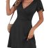 MEROKEETY Women’s Knit Bodycon Sweater Dress Button Short Sleeve Crew Neck Elega