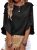 EVALESS 3/4 Length Sleeve Womens Tops Black Dressy Casual Blouses Cute Crewneck