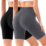 Leafigure 2 Pack Biker Shorts for Women 6″ High Waisted Gym Shorts for Yoga Work