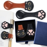 2Pcs Magnetic Leather Bookmarks with Gift Box Magnetic Pen Holder Book Marks Cli