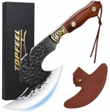 Topfeel Hand Forged Viking Knife 6.2″ Meat Cleaver with Sheath