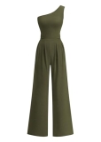 KIRUNDO One Piece Jumpsuits For Women Dressy 2026 Sleeveless One Shoulder Ribbed