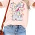 C202 Sweaters for Women Short Sleeve Crew Neck Tops Lightweight Loose Fit Pullov