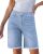 luvamia Jean Bermuda Shorts for Women Trendy Mid Rise Raw Hem Knee Length Comfy
