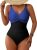 Pink Queen Women’s One Piece Patchwork Swimsuits Tummy Control Bathing Suits Twi