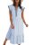 Dokotoo Womens Dresses V-Neck Cap Sleeve Empire Waist Dress Light Blue 2XL