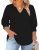 TFSDOD Black Tops for Women 3/4 Sleeve Tunic Dressy Casual V Neck Blouses Smocke
