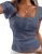 PRETTYGARDEN Summer Tops for Women 2026 Short Sleeve Lace Trim Slim Fitted Henle