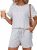 Dokotoo Womens Short Sleeve Shorts Set Soft Viscose 2 Piece Lounge Sets Casual S