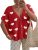 Saodimallsu Womens Cute Heart Valentines Cardigans Oversized Short Sleeve Button