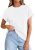 PRETTYGARDEN Womens Summer Tops 2026 Spring Casual Rolled Short Sleeve Basic Tee