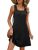 ANRABESS Womens Summer Tank Dress Square Neck Sleeveless Mini Sundress with Pock