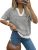 Arach&Cloz Women’s 100% Cotton Short Sleeve Sweater Polo V Neck Striped Pullover