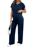 BLENCOT Maternity Clothes for Women Summer Ribbed Knit 2 Piece Pajamas Sets Loun