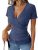 ANRABESS Womens Tops Short Sleeve V Neck Sexy Ribbed Knit Slim Fit Lightweight S
