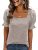 ANRABESS Womens Tops Summer Sweaters Dressy Casual Work Blouses Square Neck Ruff