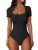 ANRABESS Bodysuits for Women Short Sleeve Scoop Neck Tops 2026 Summer Slim Fit R