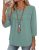 Ivicoer Womens 3/4 Length Sleeve Shirts Casual Chiffon Blouses Green M