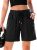SHEWIN Bermuda Shorts for Women Casual High Waisted 5 Inch Inseam Womens Linen S