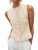 Saodimallsu Womens Sleeveless Sweater Vest Ruffle Button Down Knit Tank Top Summ