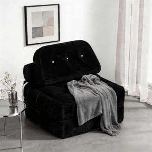 NESLAKO Folding Sofa Bed, Flannel Futon Couch Bed with Pillow and Blanket