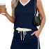 QINSEN Women’s Crewneck Short Sleeve T Shirts Ribbed Button Going Out Trendy Top