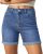 luvamia Jean Shorts for Women High Waisted Trendy Mid Thigh Long Cuffed Hem Wome