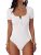 ANRABESS Women’s Bodysuits，Short Sleeve Scoop Neck Top， Fitted Ribbed Knit Soft