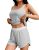 JUSTFASHIONNOW Womens Striped Tank Top Pajama Set 2 Piece Summer Cozy Cami and S