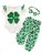 AMAWMW Baby Girl St Patricks Day Outfit Clover Ruffle Romper Pants Headband Set