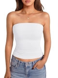 GKBK Womens Bandeau and Strapless Crop Top with Built in Bra Double Lined Padded