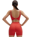 SUUKSESS Womens Workout Set Fitness Yoga Pilates Crop Tank Twist Back Cami High