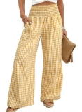 Dokotoo Women’s Summer Gingham Striped Pants Smocked Waist High Waisted 2026 Mat