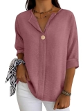 ANRABESS Women’s Tops 3/4 Sleeve Dressy Casual V Neck Henley Tee Shirts 2026 Sum