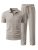 JMIERR Mens Summer Outfits 2 Piece Short Sleeve Sets Beach Quarter Zip Polo Shir