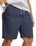 COOFANDY Men Casual Shorts Elastic Waist Cotton Shorts Summer Beach Business Wor