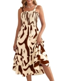 Lyrur Summer Dresses for Women Floral Boho Maxi Dress Tiered Ruffle Casual Beach