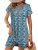 RUMIA Beach Cover Up V Neck Summer Dress Floral Black and Blue M