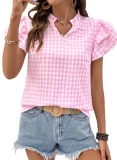SHEWIN Womens Tops Casual V Neck Short Sleeve Shirts for Women Lightweight Babyd
