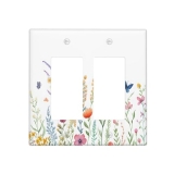 YGMMWP Decorative Outlet Covers Rustic Wildflower Colorful Floral Plant 2 Gang L
