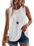 Falechay White Tank Tops Tunic Tops Crewneck Shirts Sleeveless Blouses for Women