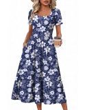 Zeagoo Summer Dresses for Women 2026 Flowy Dress with Pockets Womens Floral Midi
