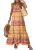 Dokotoo Summer Maxi Dress for Women U Neck Boho Floral Dress Orange M