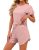 JUSTFASHIONNOW Women’s Pajama Set Ruffle Sleeves Top and Short Soft 2 Piece Loun